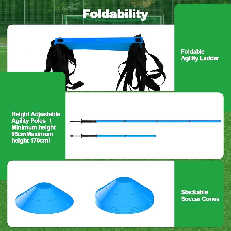 Supvision 24Pcs Soccer Agility Training Equipment Set Ultimate Agility Poles Cones Ladder More for Quick Assembly and Easy Portability Suitable for All Skill Levels Enhance Speed Agility Training - Image 5